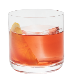 Negroni drink with lemon skin garnish