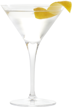 Martini drink with lemon garnish